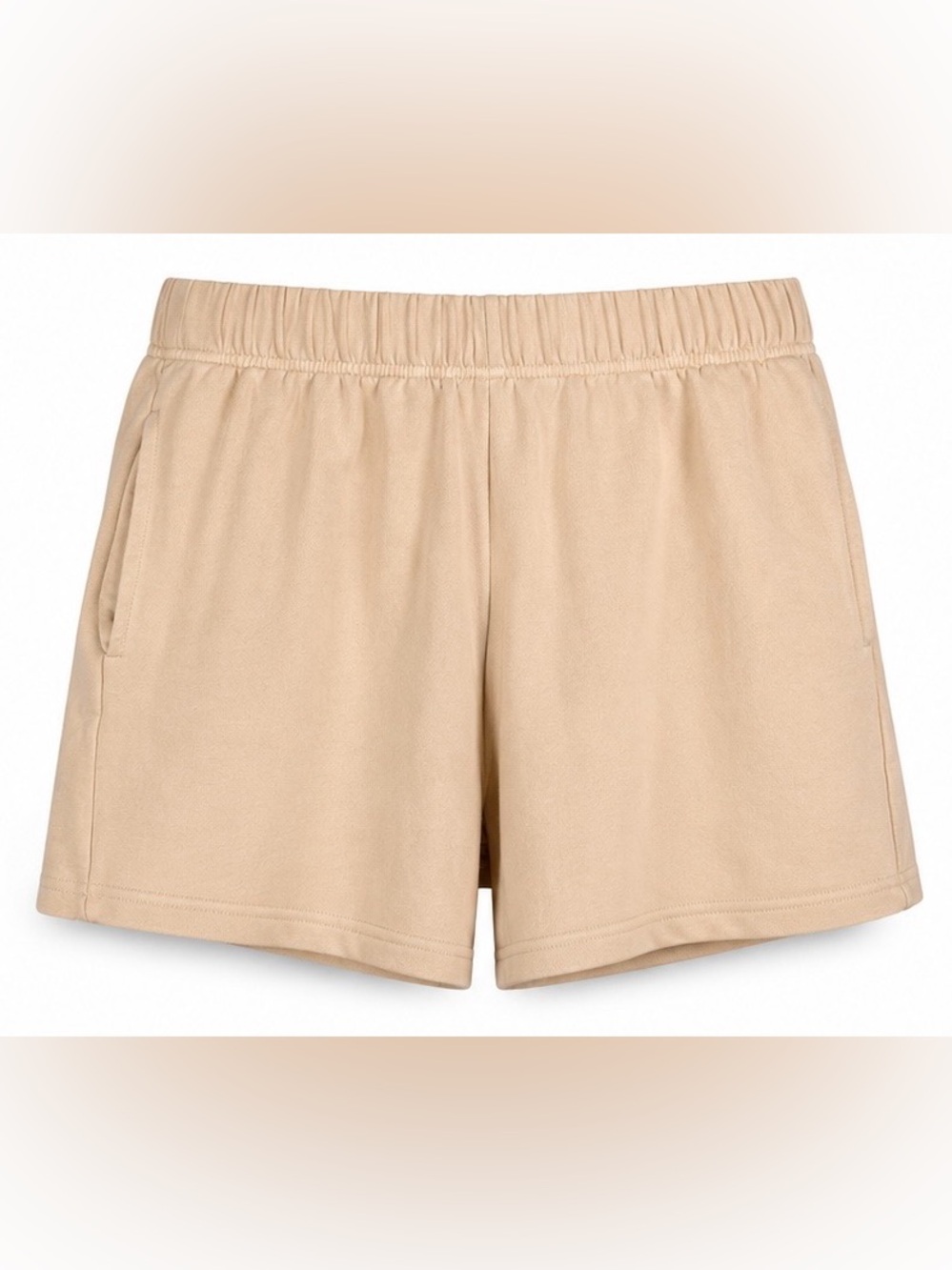 Brunette The Label Cotton Jogger Shortie Shorts Beige S/M Elastic Waist Lounge